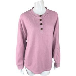Cuddl Duds Jersey Back Sweater Henley Pullover Mavue Haze Large Fall Winter
